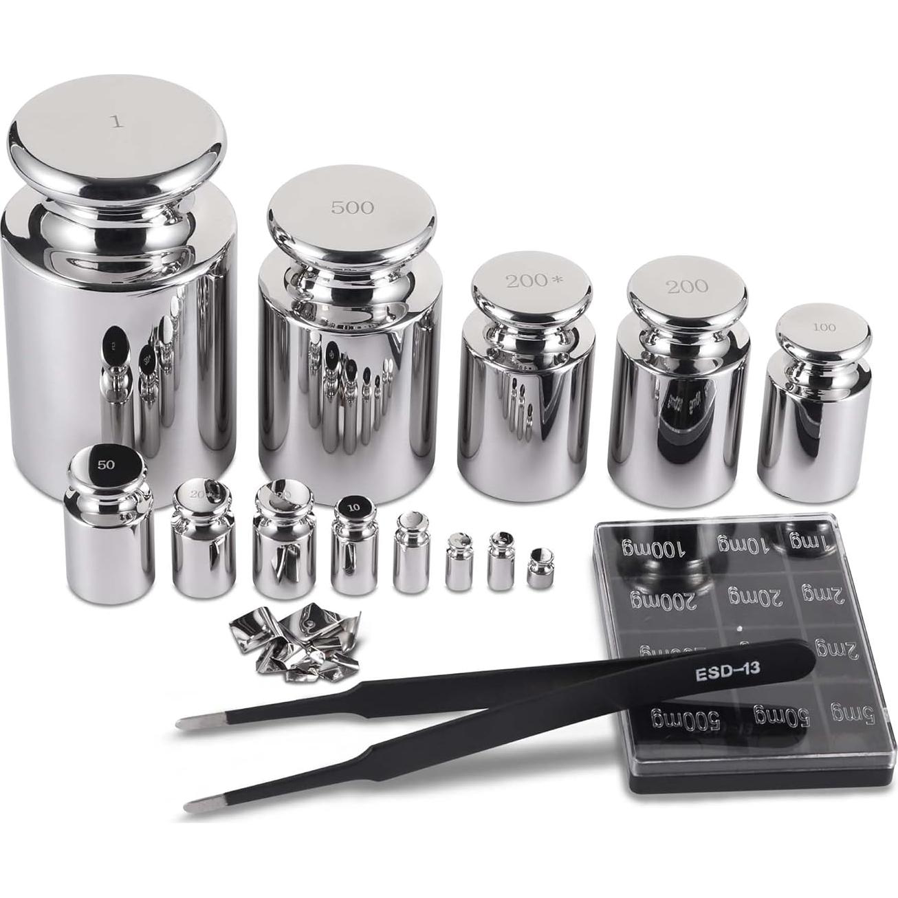 Kit de Pesas de Calibración F1 Goetland 25 pcs 1mg-1kg Acero Inoxidable