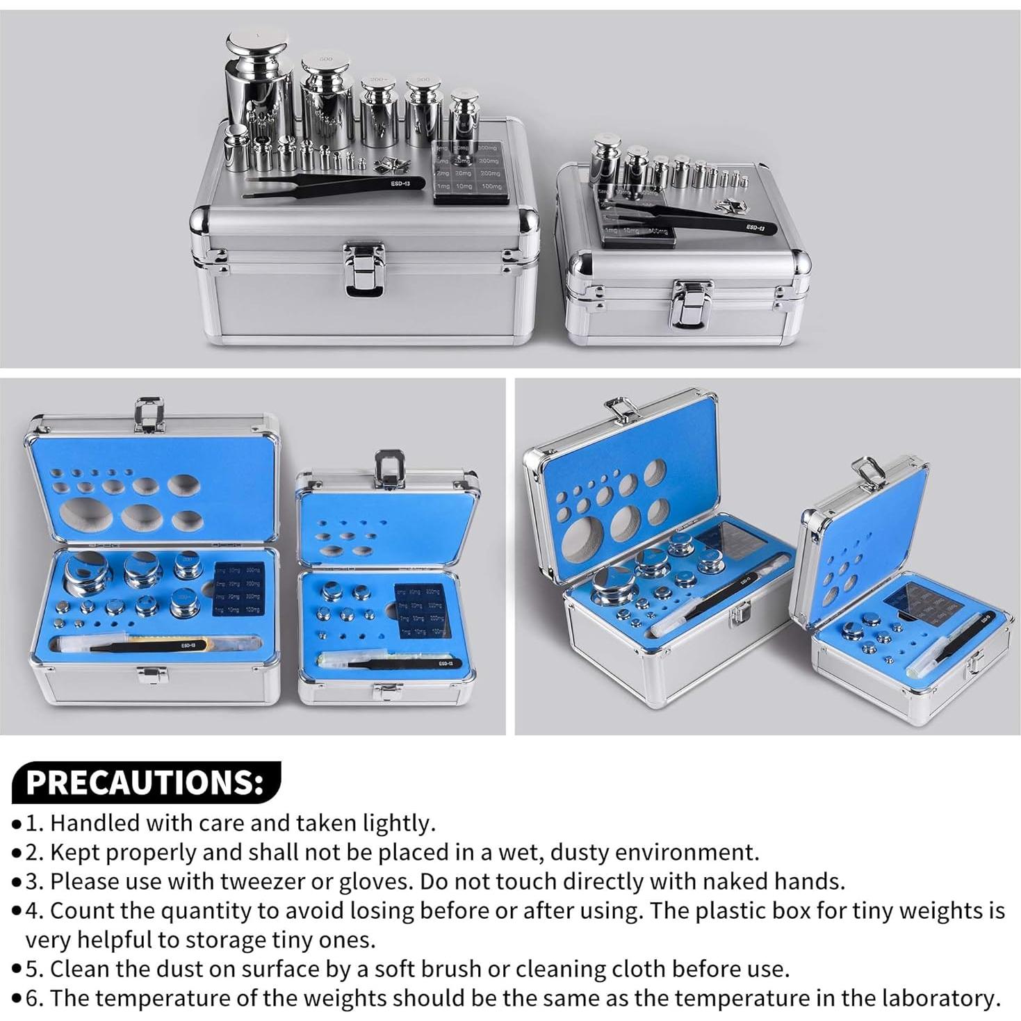 Kit de Pesas de Calibración F1 Goetland 25 pcs 1mg-1kg Acero Inoxidable