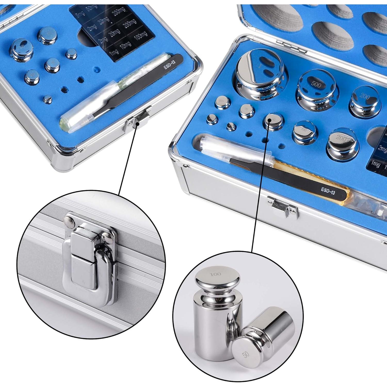 Kit de Pesas de Calibración F1 Goetland 25 pcs 1mg-1kg Acero Inoxidable