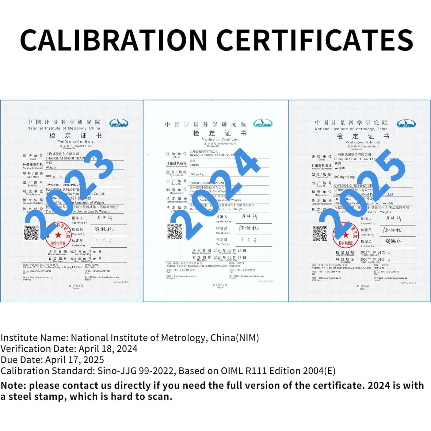 Kit de Pesas de Calibración F1 Goetland 25 pcs 1mg-1kg Acero Inoxidable