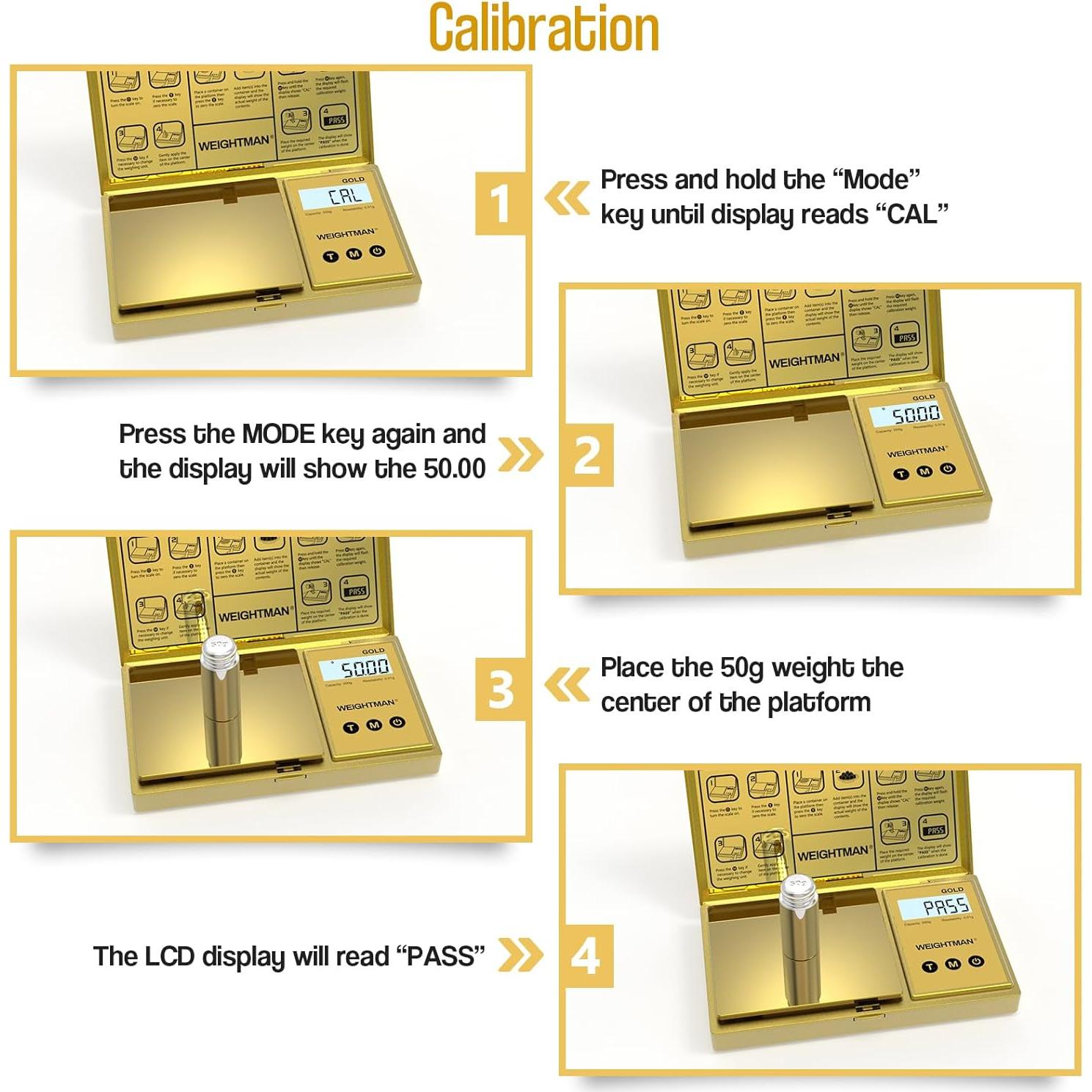 Báscula Digital WEIGHTMAN 200g Alta Precisión Dorada