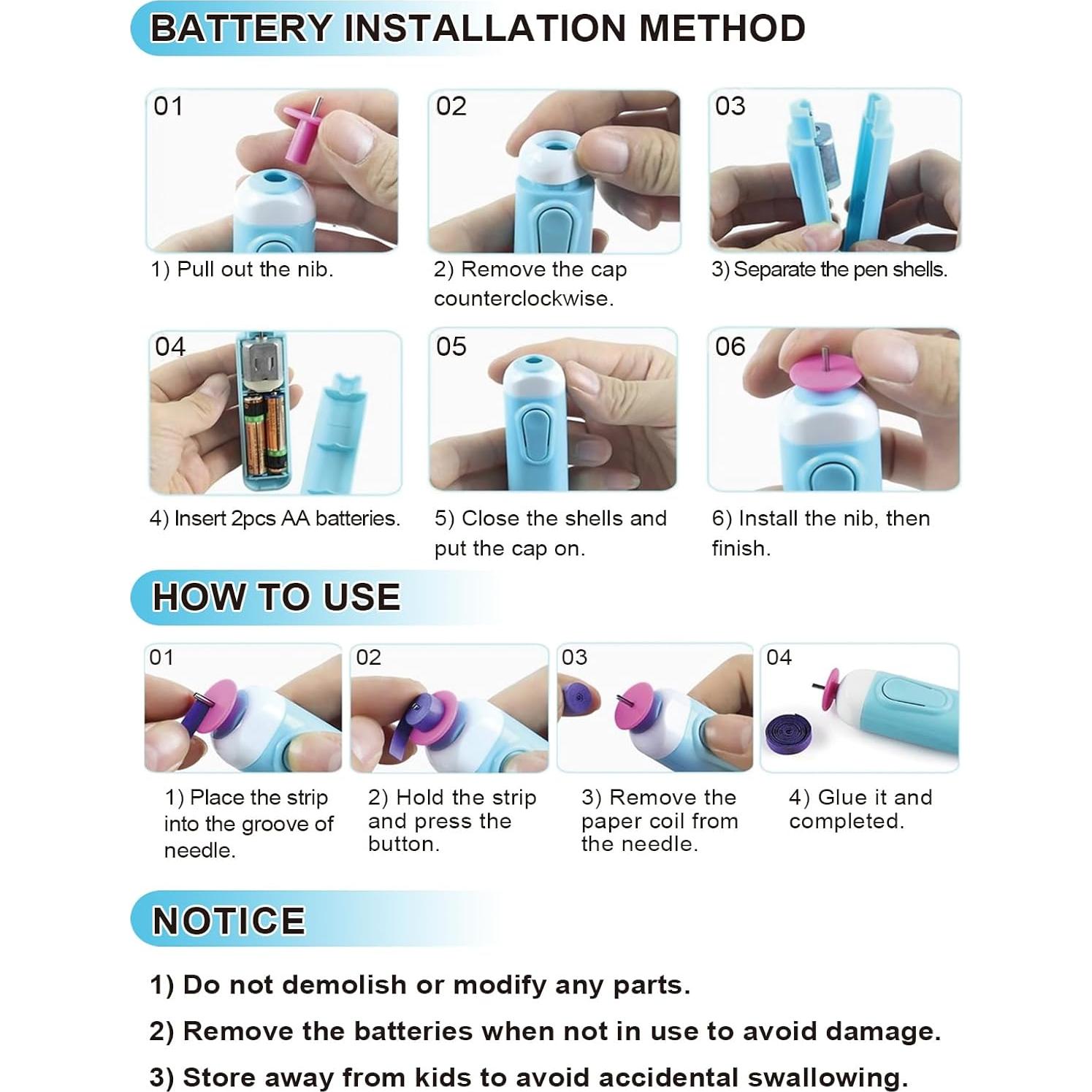 Pluma eléctrica de quilling 2 en 1 YURROAD para papel