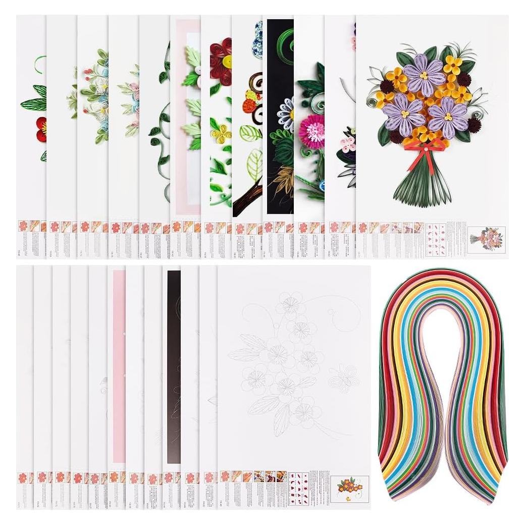Kit de Quilling de Papel AHANDMAKER 12 Pcs Floral 36 Colores