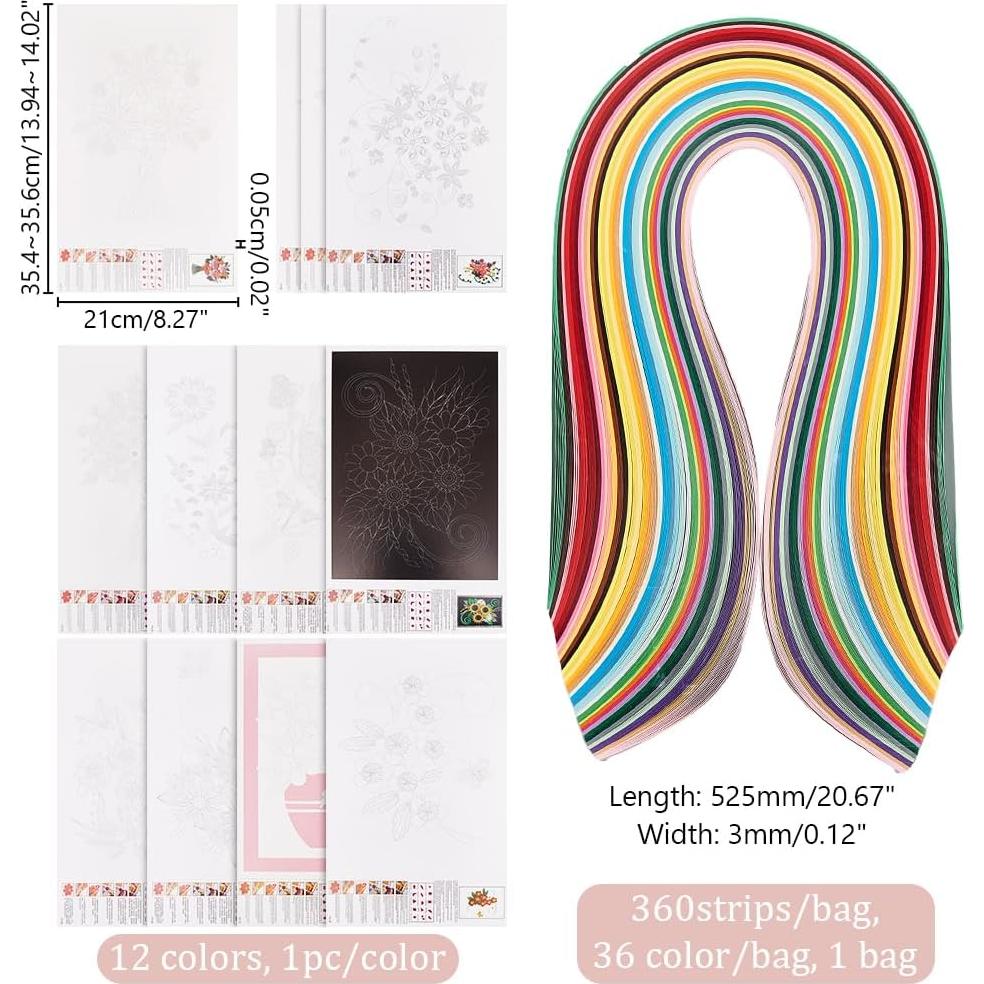 Kit de Quilling de Papel AHANDMAKER 12 Pcs Floral 36 Colores