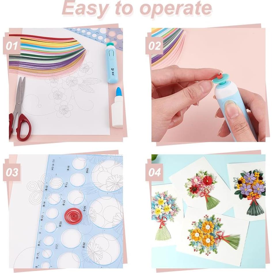 Kit de Quilling de Papel AHANDMAKER 12 Pcs Floral 36 Colores