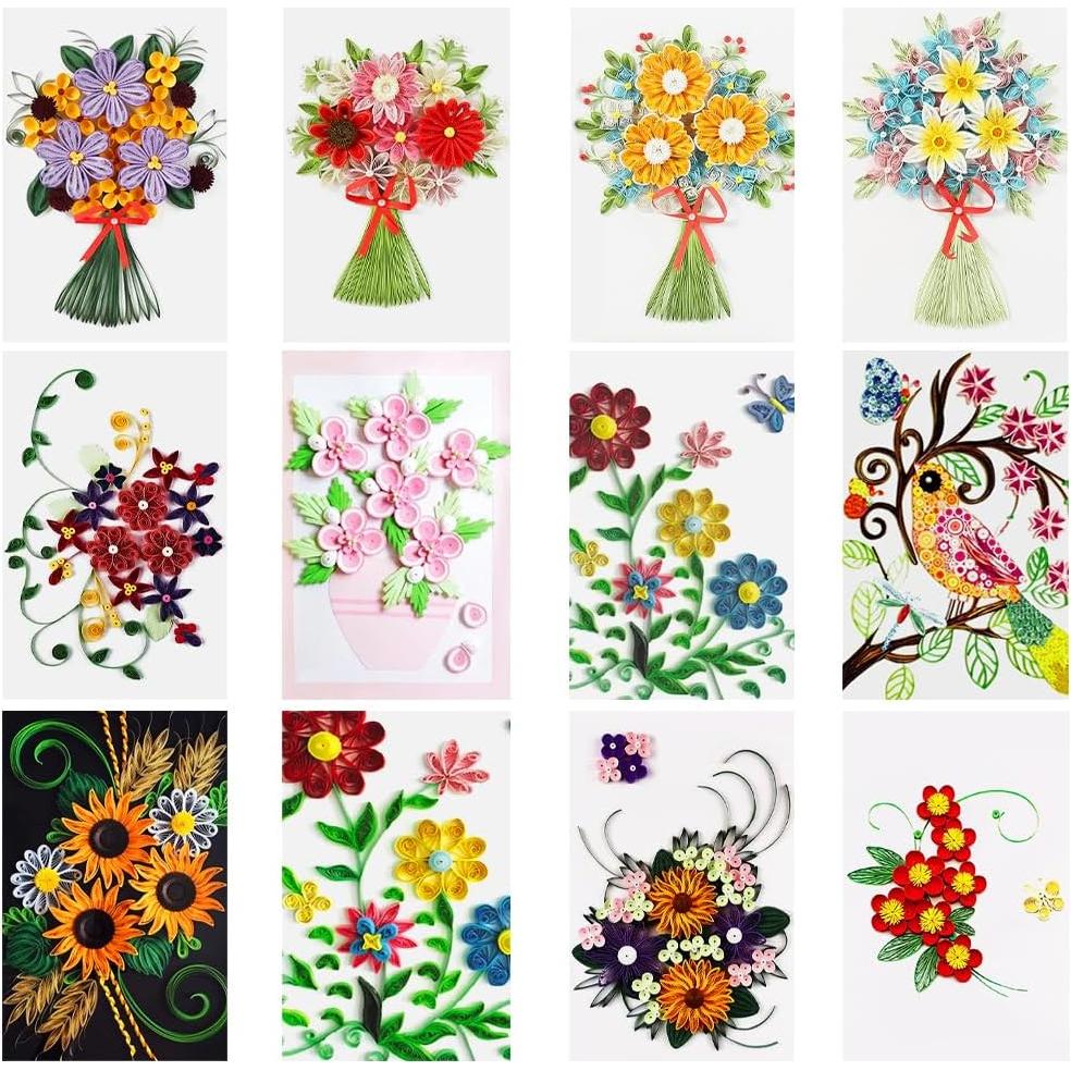 Kit de Quilling de Papel AHANDMAKER 12 Pcs Floral 36 Colores