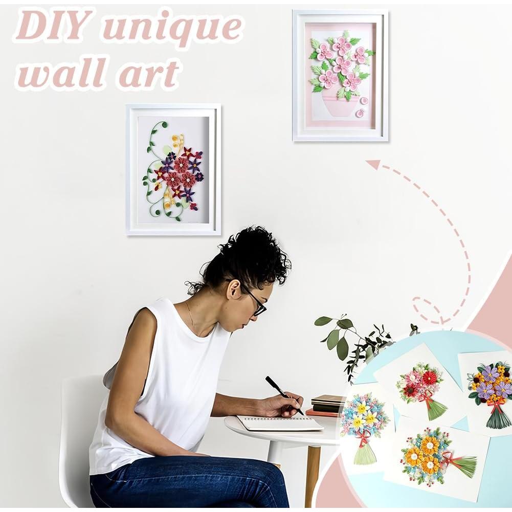 Kit de Quilling de Papel AHANDMAKER 12 Pcs Floral 36 Colores