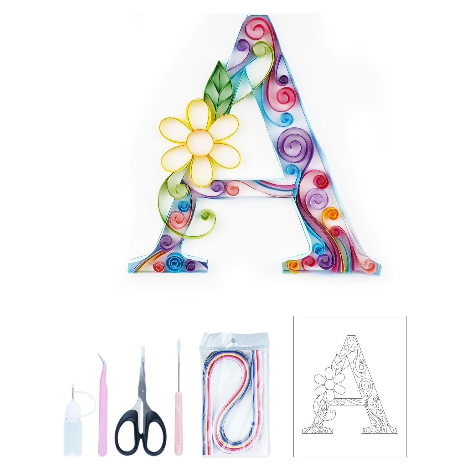 Kit de Quilling Uniquilling Letras A 20.32x25.4cm DIY Arte Pared