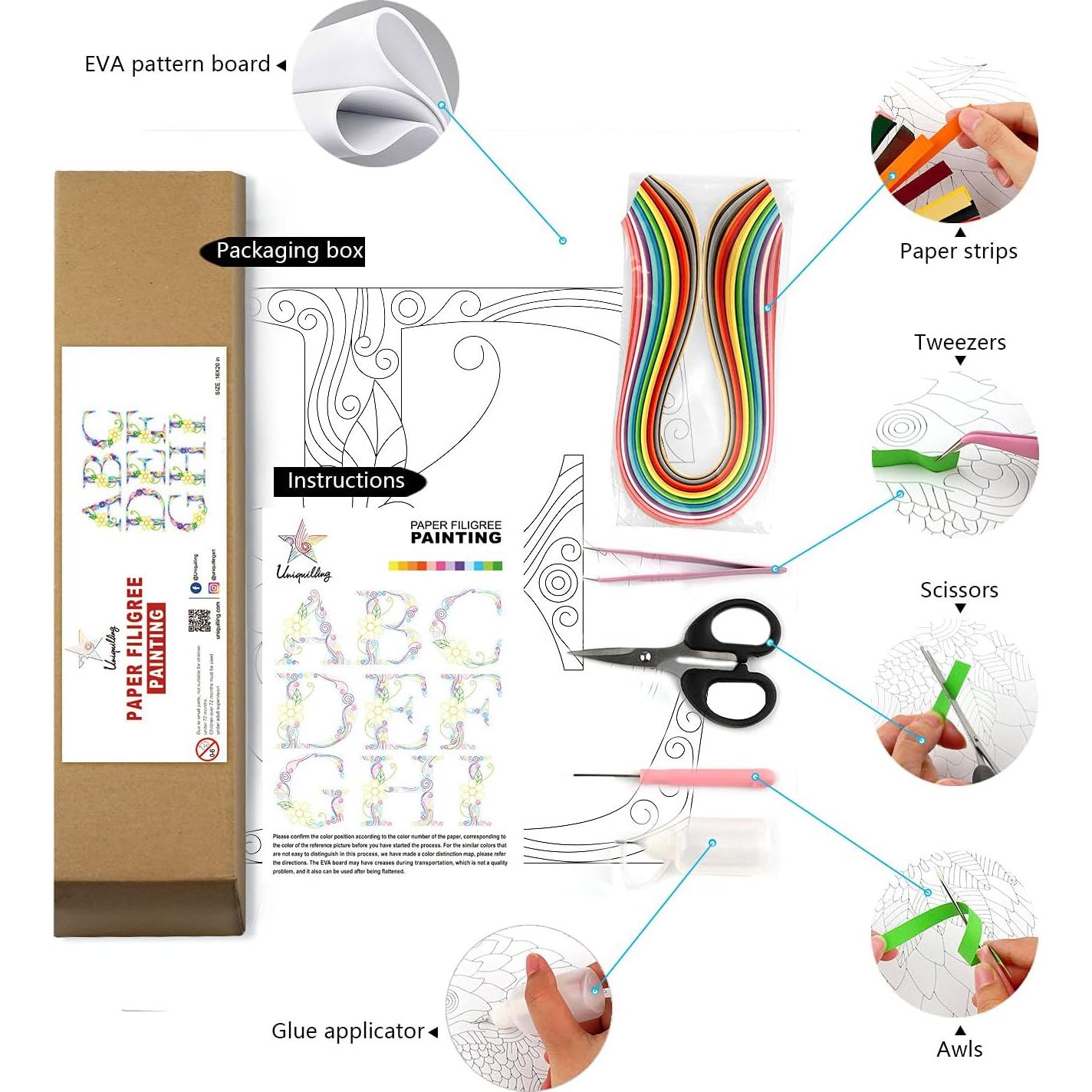 Kit de Quilling Uniquilling Letras A 20.32x25.4cm DIY Arte Pared