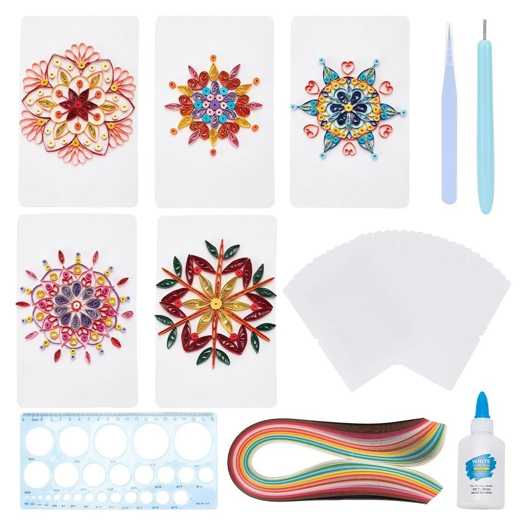 Kit de Quilling de Papel WEBEEDY 20 Tarjetas Mandala DIY