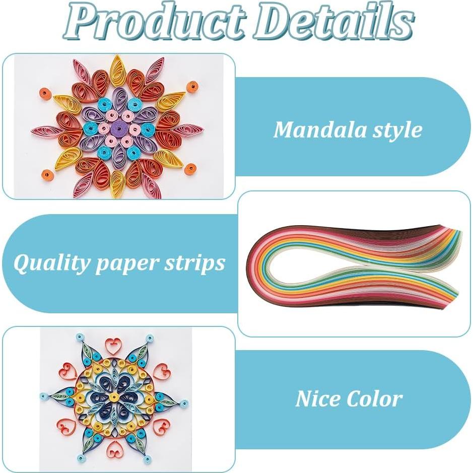 Kit de Quilling de Papel WEBEEDY 20 Tarjetas Mandala DIY