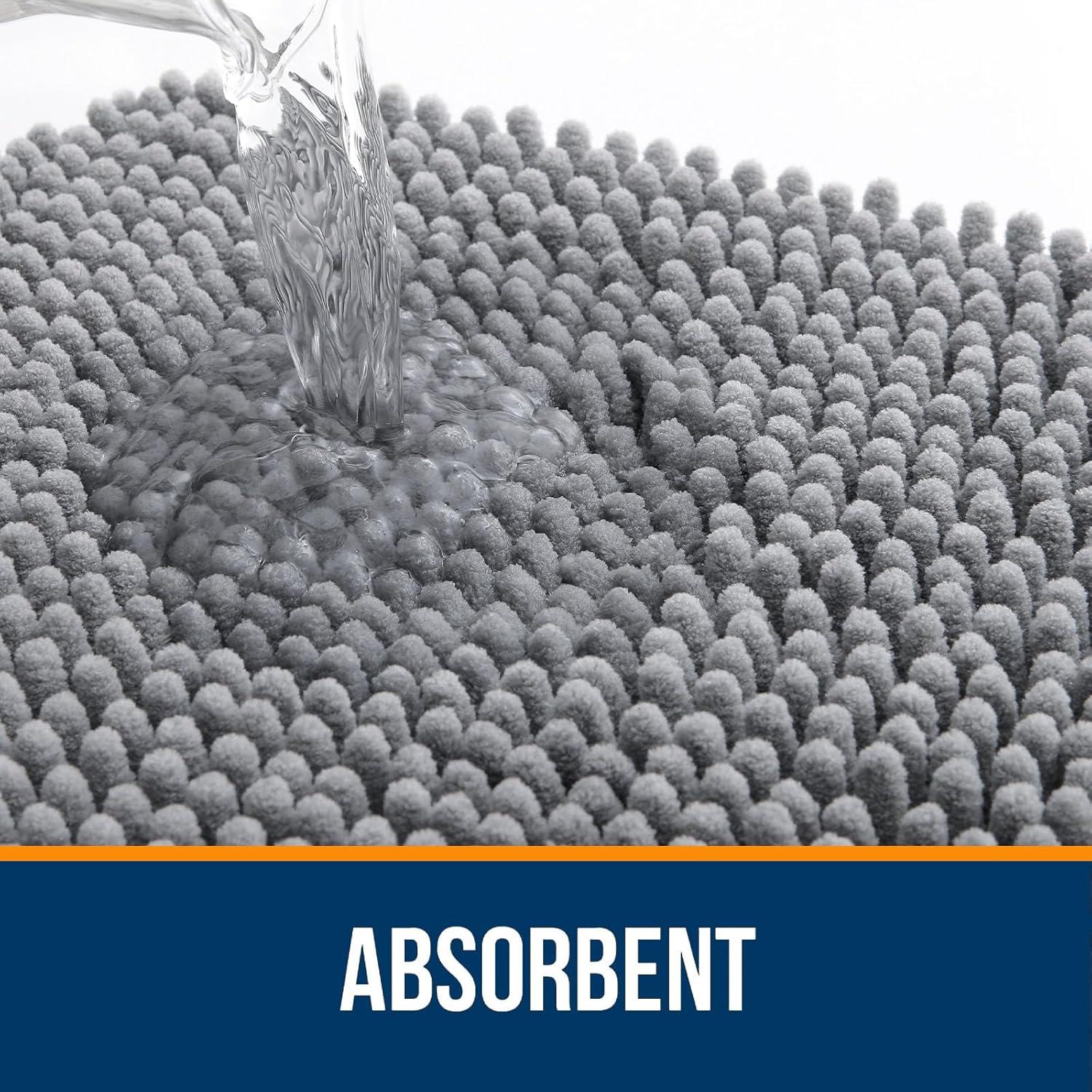 OLANLY Alfombrilla de Baño Chenille 76x51 cm Gris Absorbente