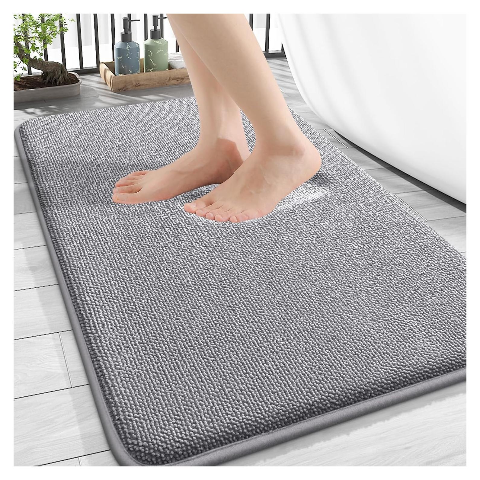 OLANLY Alfombra de Baño de Espuma de Memoria 76x51 cm Gris
