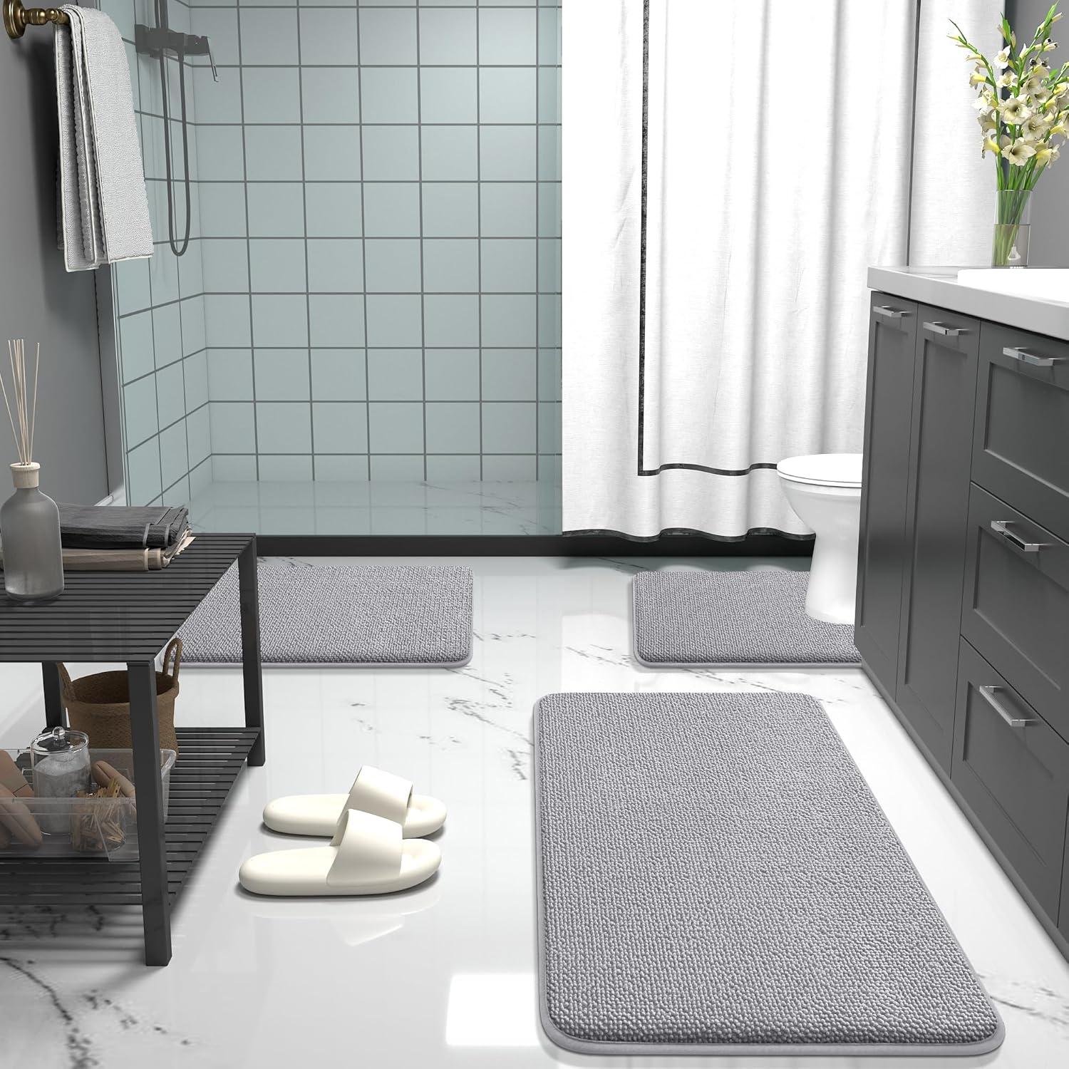 OLANLY Alfombra de Baño de Espuma de Memoria 76x51 cm Gris