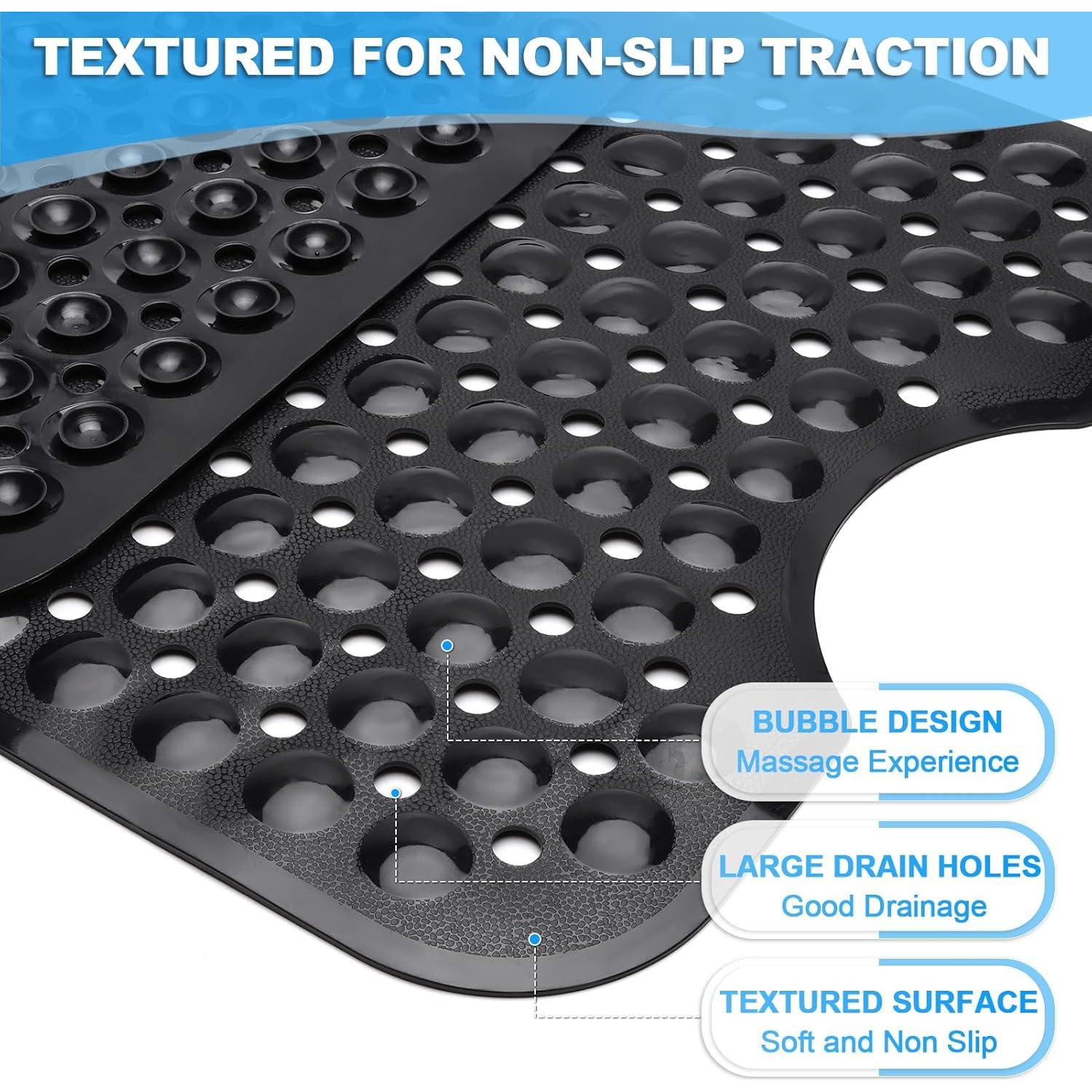 Alfombrilla de Baño Antideslizante Linoows 101.6x40.6 cm Negra