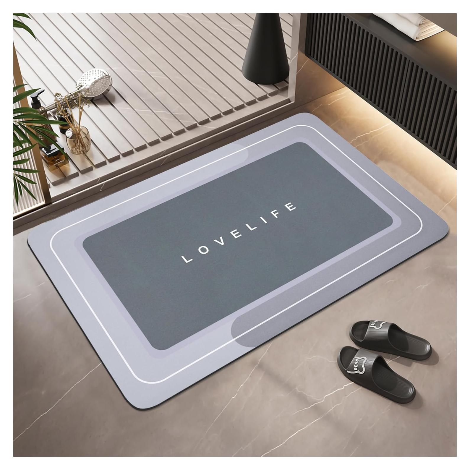 Alfombra de baño YCTMALL 43x68.6cm Gris Antideslizante