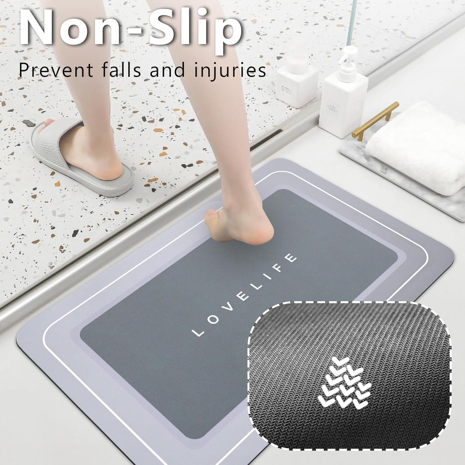 Alfombra de baño YCTMALL 43x68.6cm Gris Antideslizante