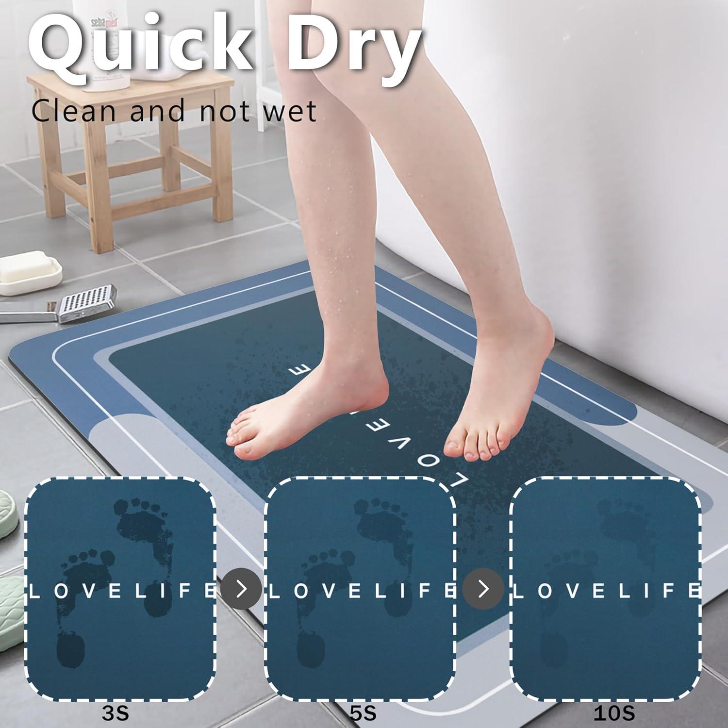 Alfombra de baño YCTMALL 43x68.6cm Gris Antideslizante