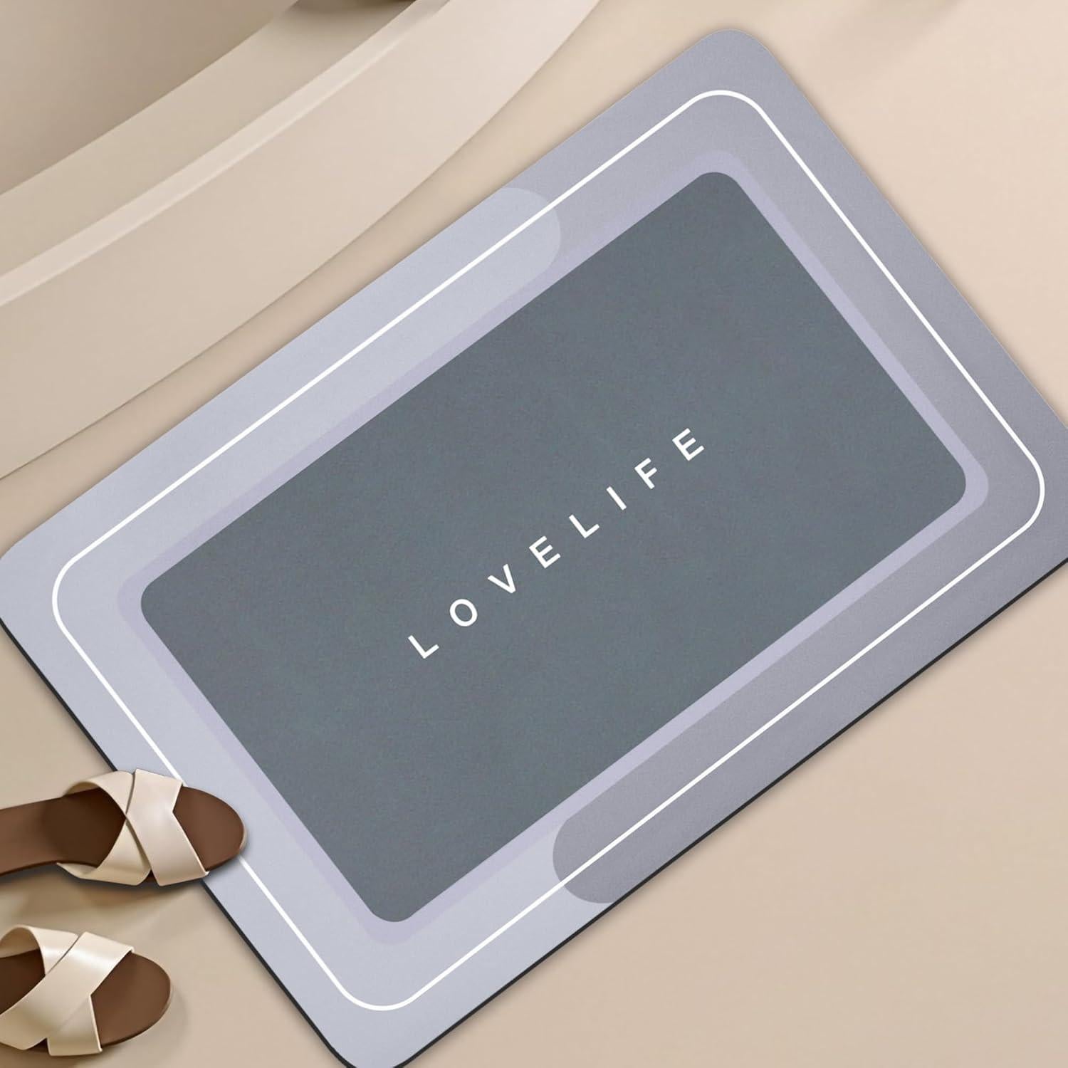 Alfombra de baño YCTMALL 43x68.6cm Gris Antideslizante