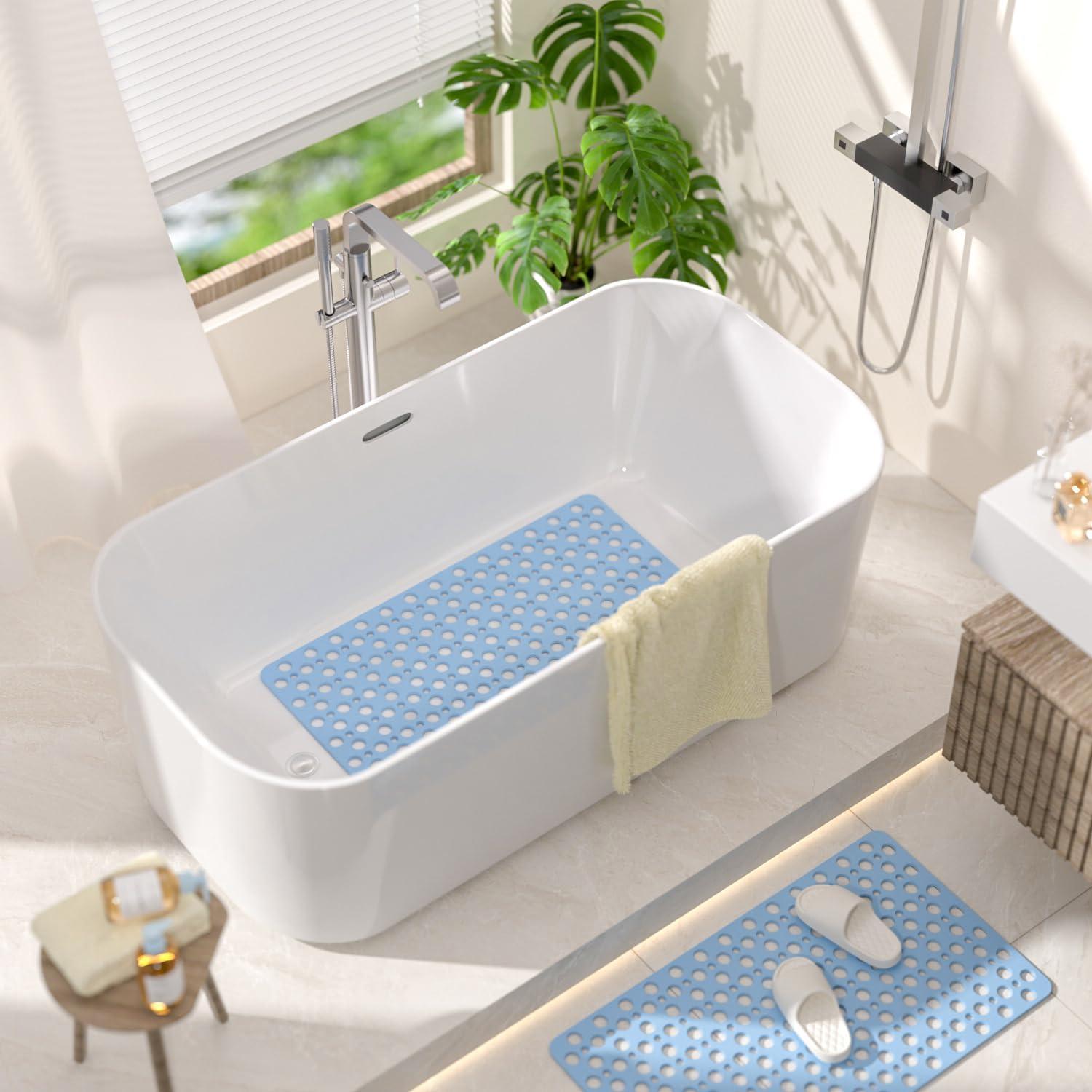 HITSLAM Alfombrilla de Baño Antideslizante 71x38cm Azul