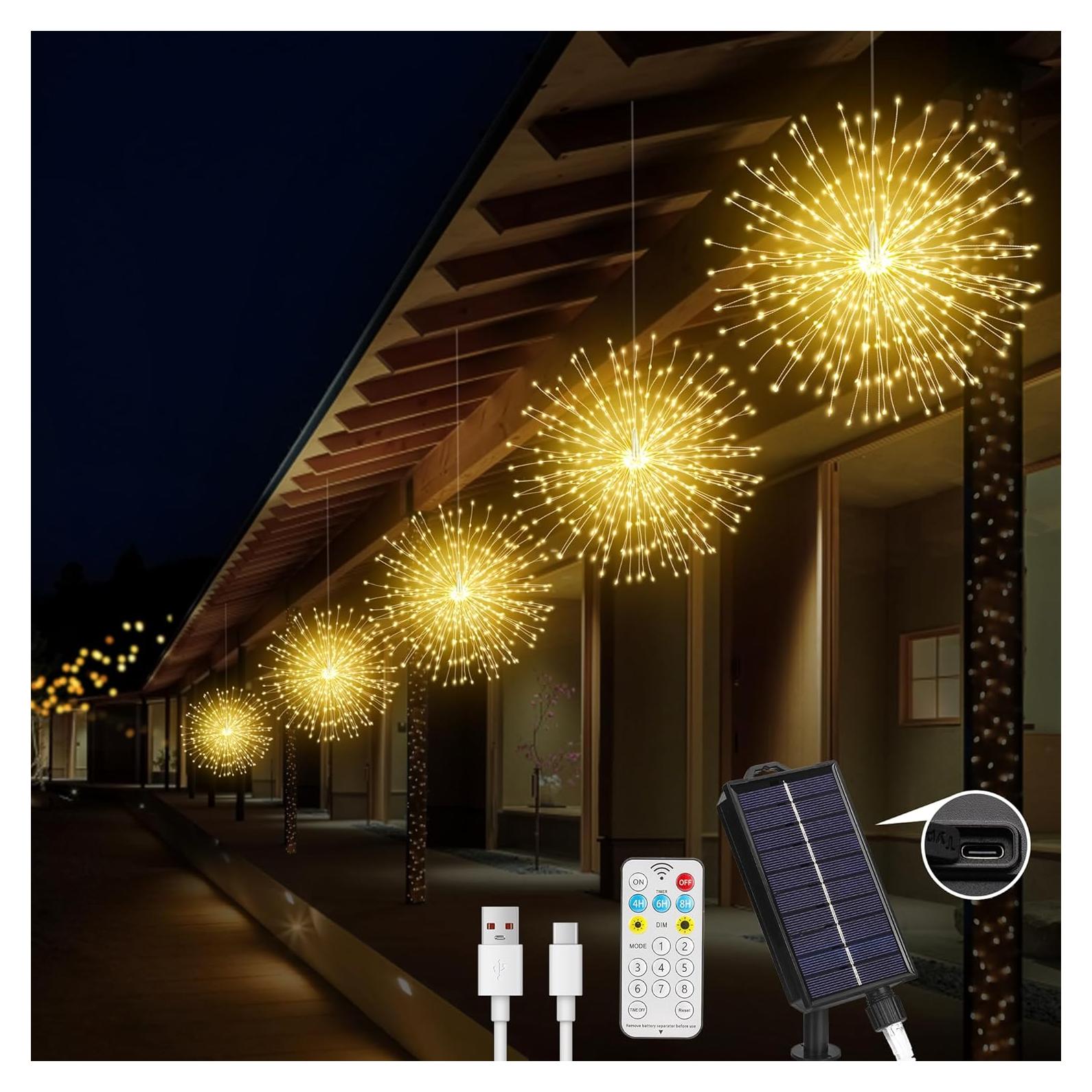 Luces de Fuegos Artificiales Solar MERRIMAX 1000 LED 5 Cadenas