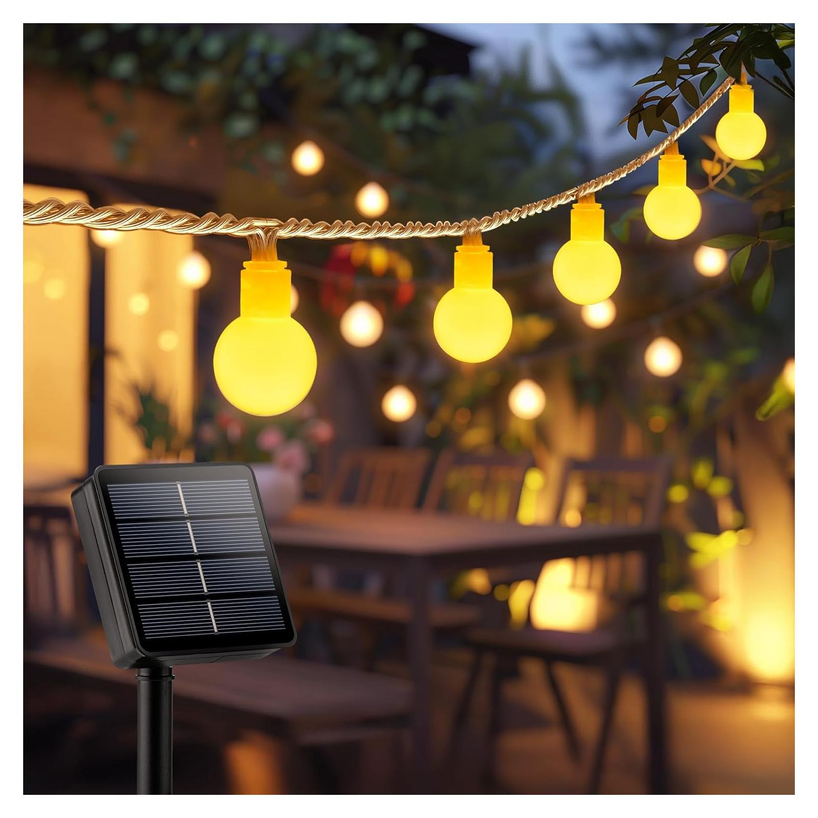 Luces Solares Brightown 60 LED 5.97m Blanco Cálido para Exterior