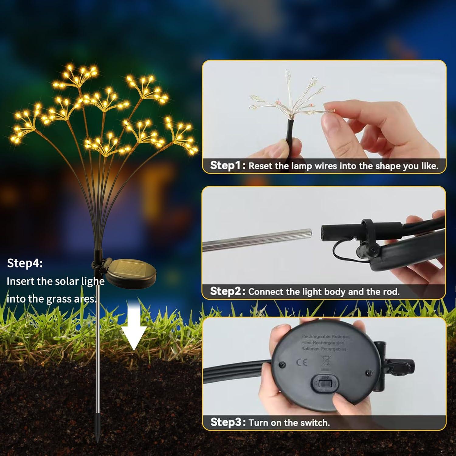 Luces de Jardín Solares JJGoo 2 Paquete Impermeables 76cm