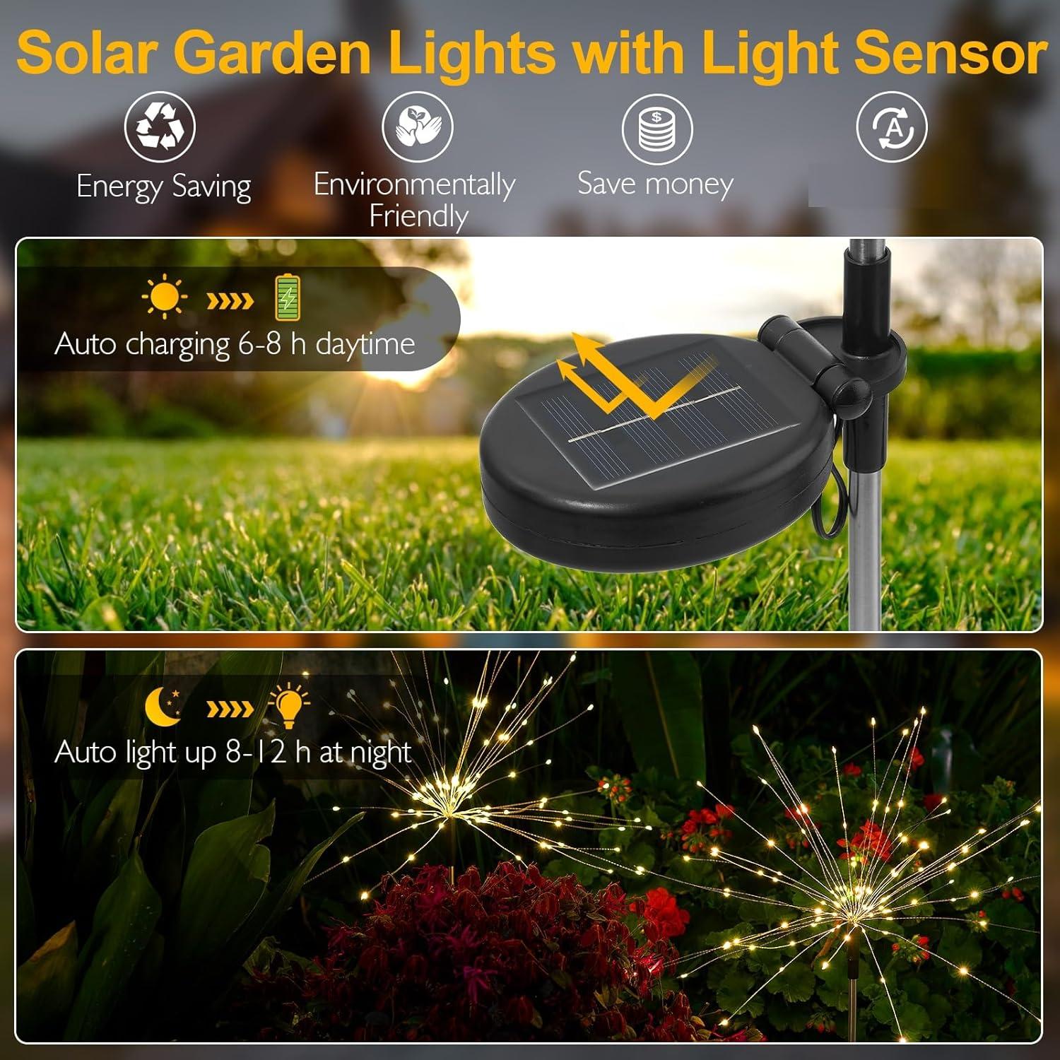 Luces Solares para Jardín SUNNEST 150 LED 2 Paquetes IP65
