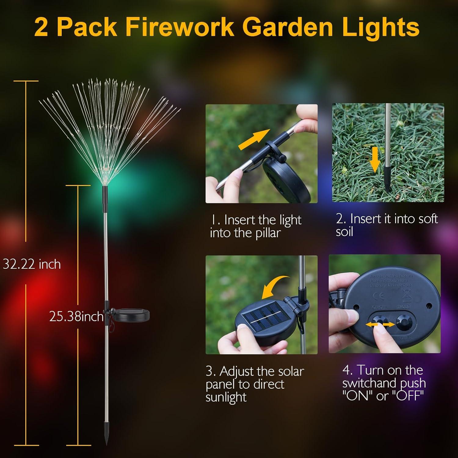 Luces Solares para Jardín SUNNEST 150 LED 2 Paquetes IP65