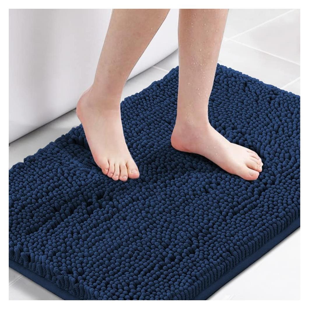 Alfombra de Baño H.VERSAILTEX Chenille Antideslizante 43x61cm Marino