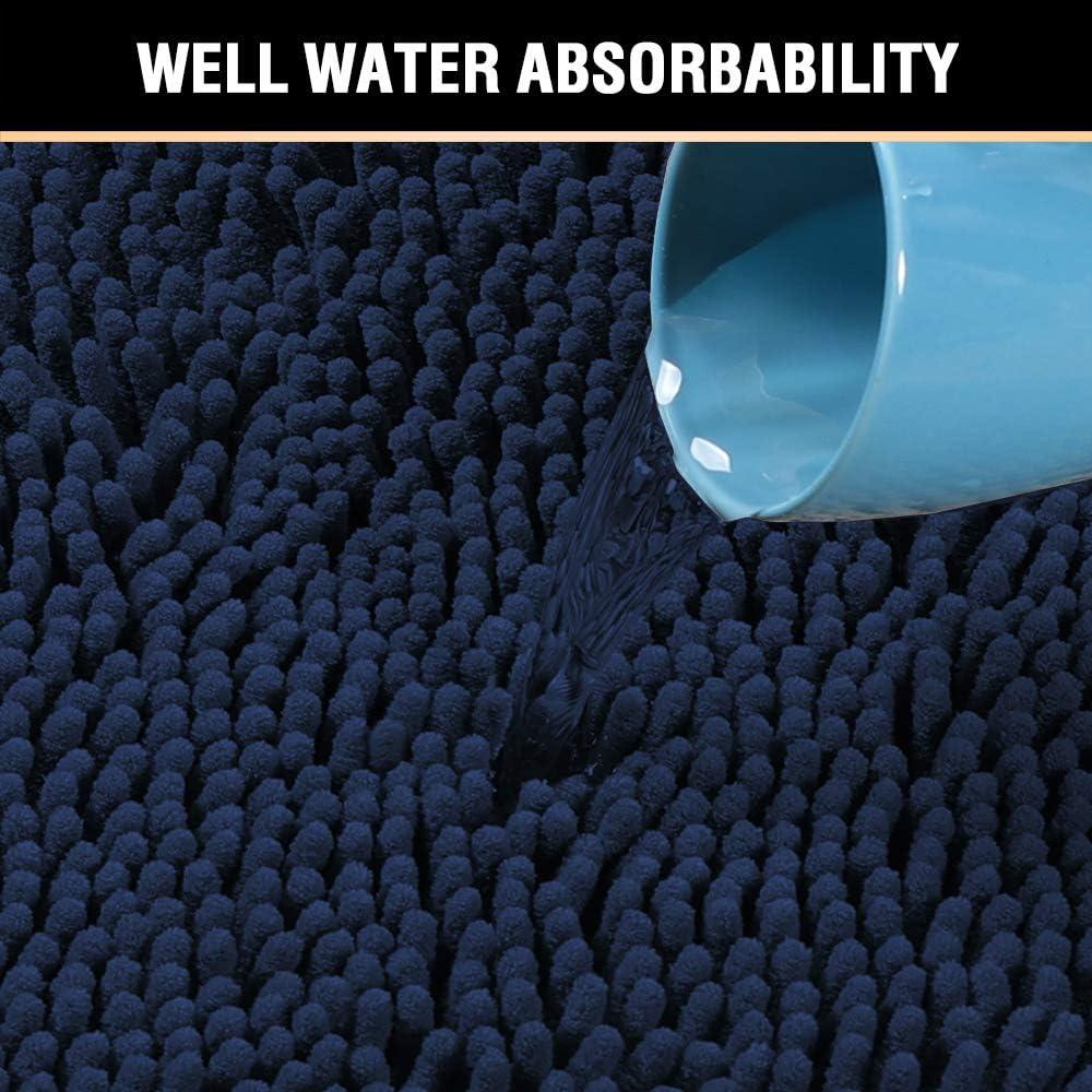 Alfombra de Baño H.VERSAILTEX Chenille Antideslizante 43x61cm Marino