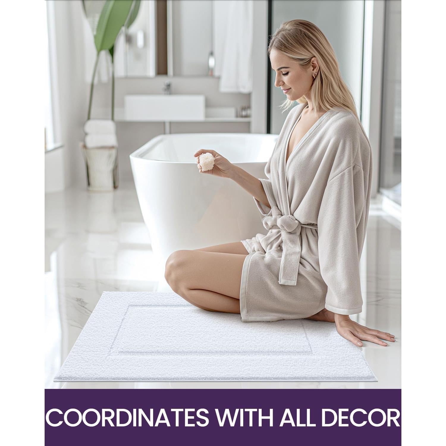 Alfombrilla de baño DEXI 61x91 cm blanca antideslizante