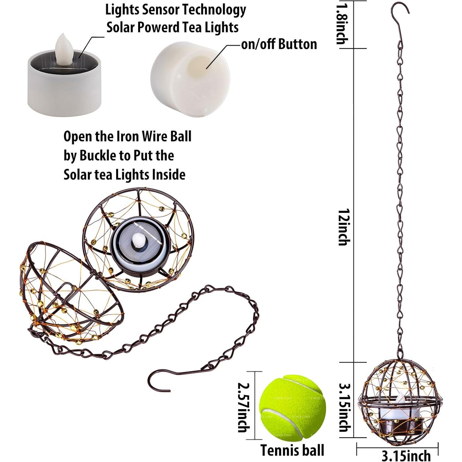 Linternas Colgantes Solares Huizhou - Paquete de 4, Efecto Parpadeante