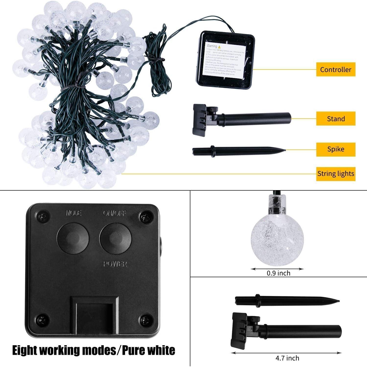 Luces de Cadena Solar 60 LED 12m LSLCQW Impermeables