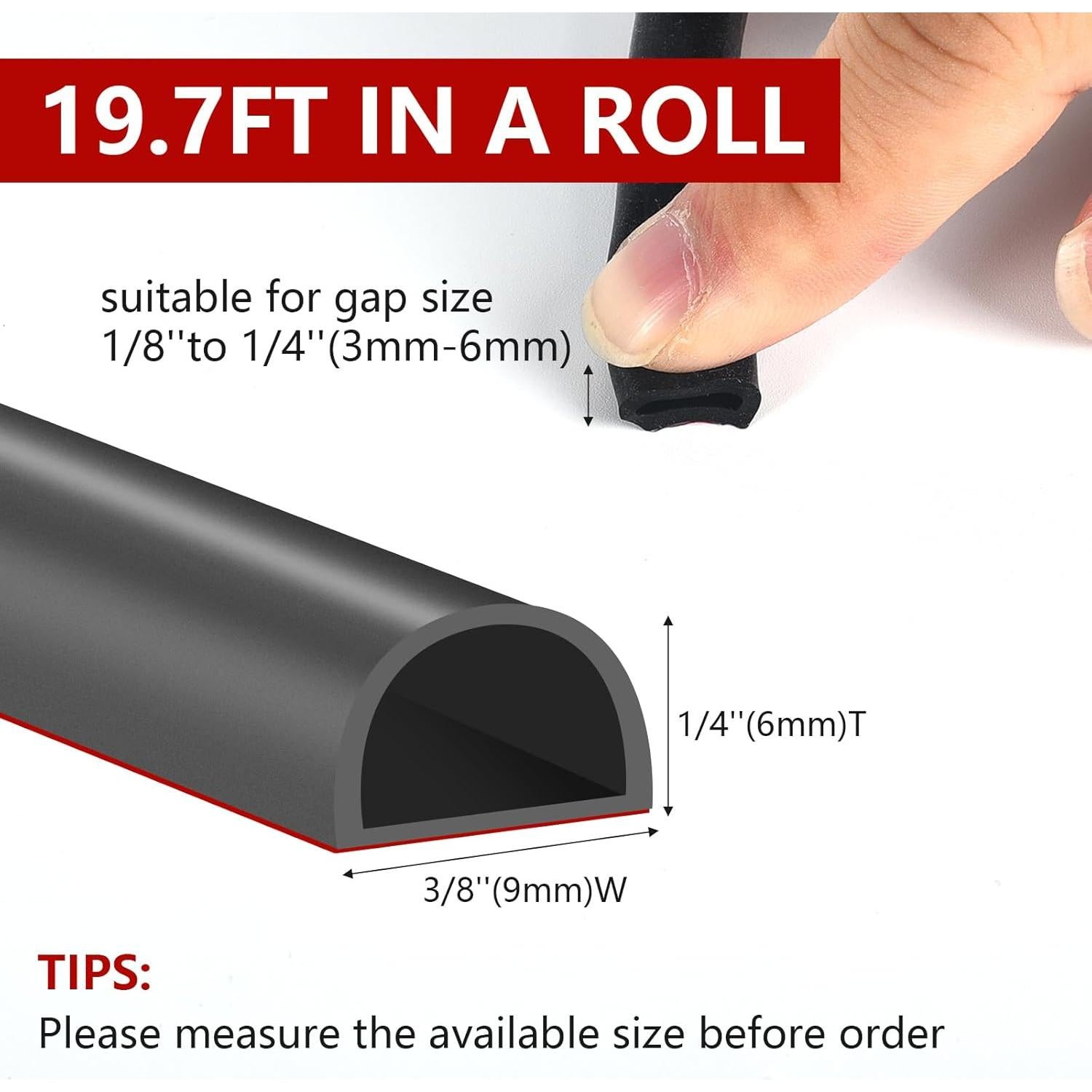 Sellador de Puerta Farady 6m Silicona Negra 9.5mm x 6.4mm