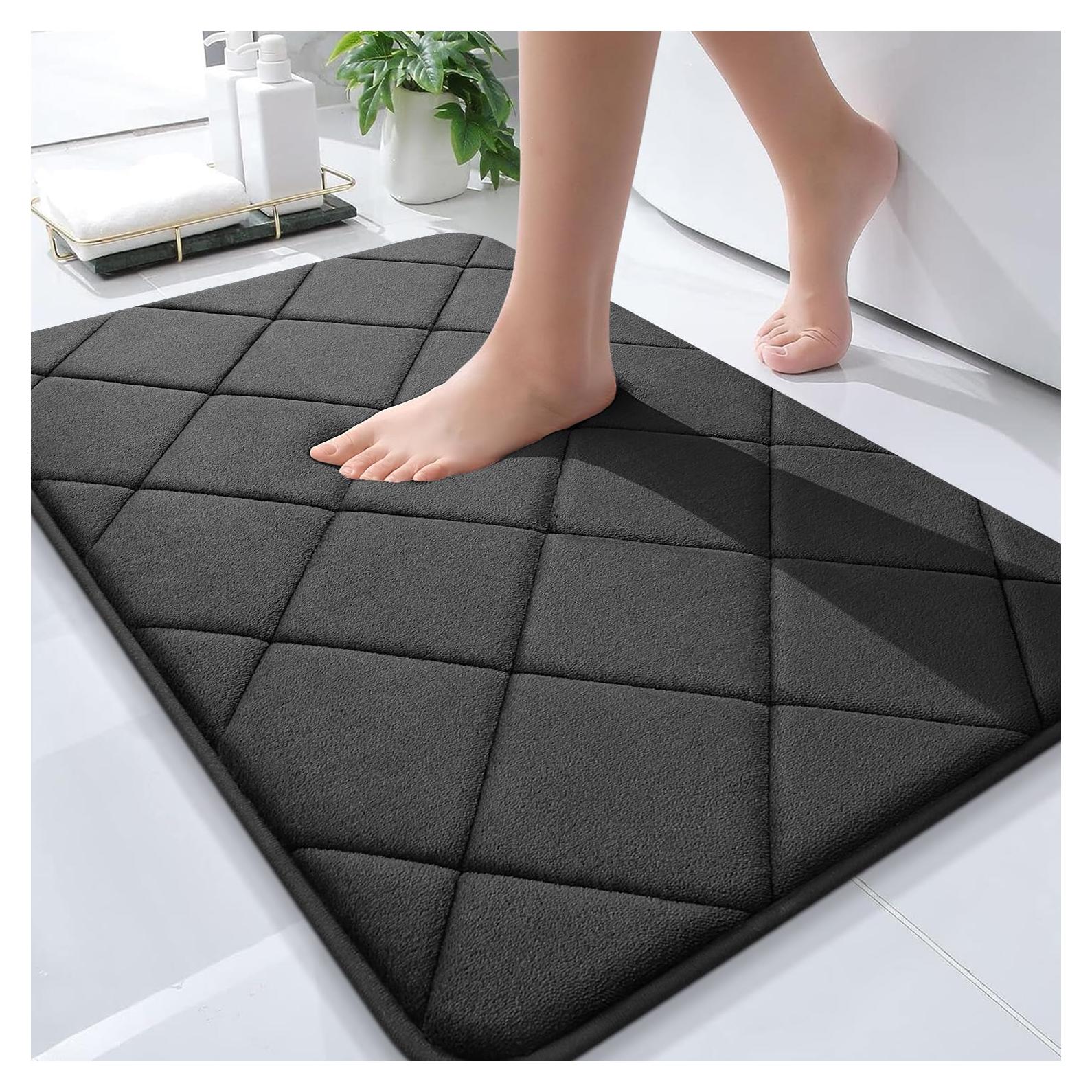 OLANLY Alfombra de Baño de Espuma de Memoria 76x51 cm Negra