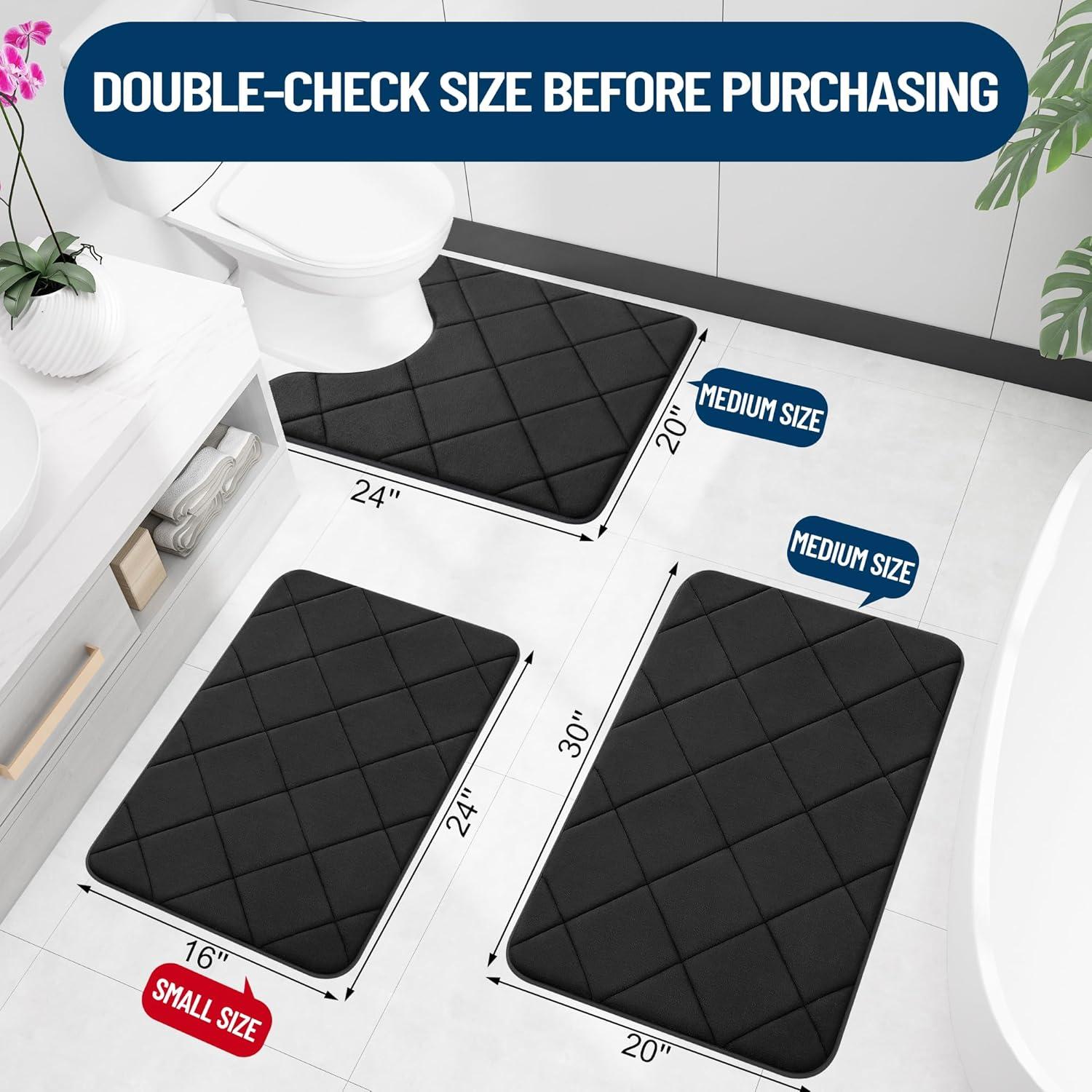 OLANLY Alfombra de Baño de Espuma de Memoria 76x51 cm Negra