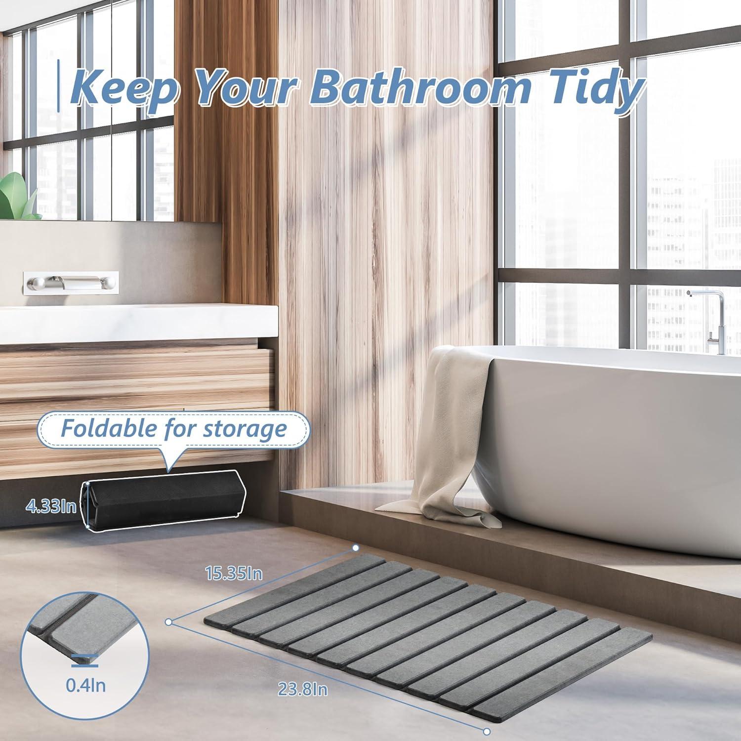 Alfombrilla de Baño Plegable AWW Diatomácea 60x39cm Gris