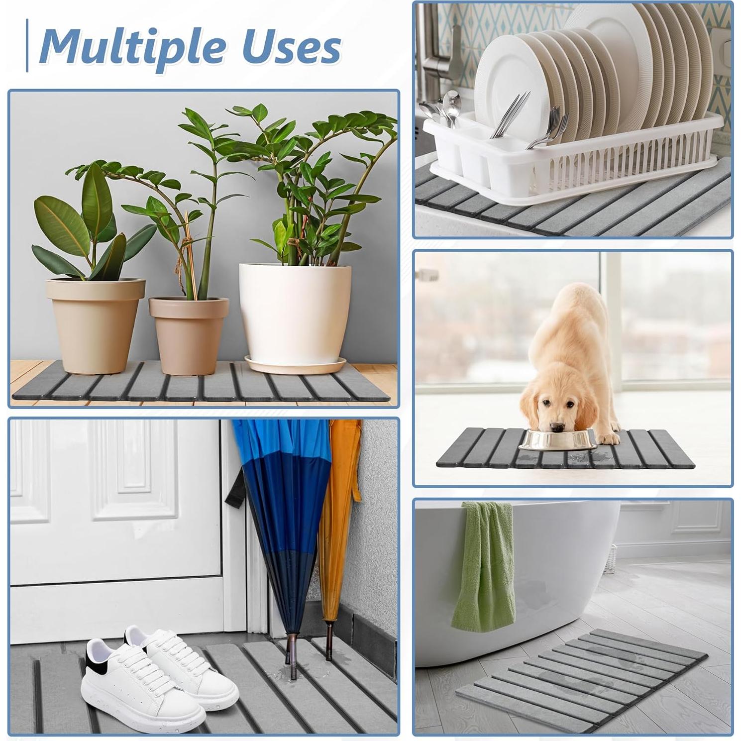 Alfombrilla de Baño Plegable AWW Diatomácea 60x39cm Gris