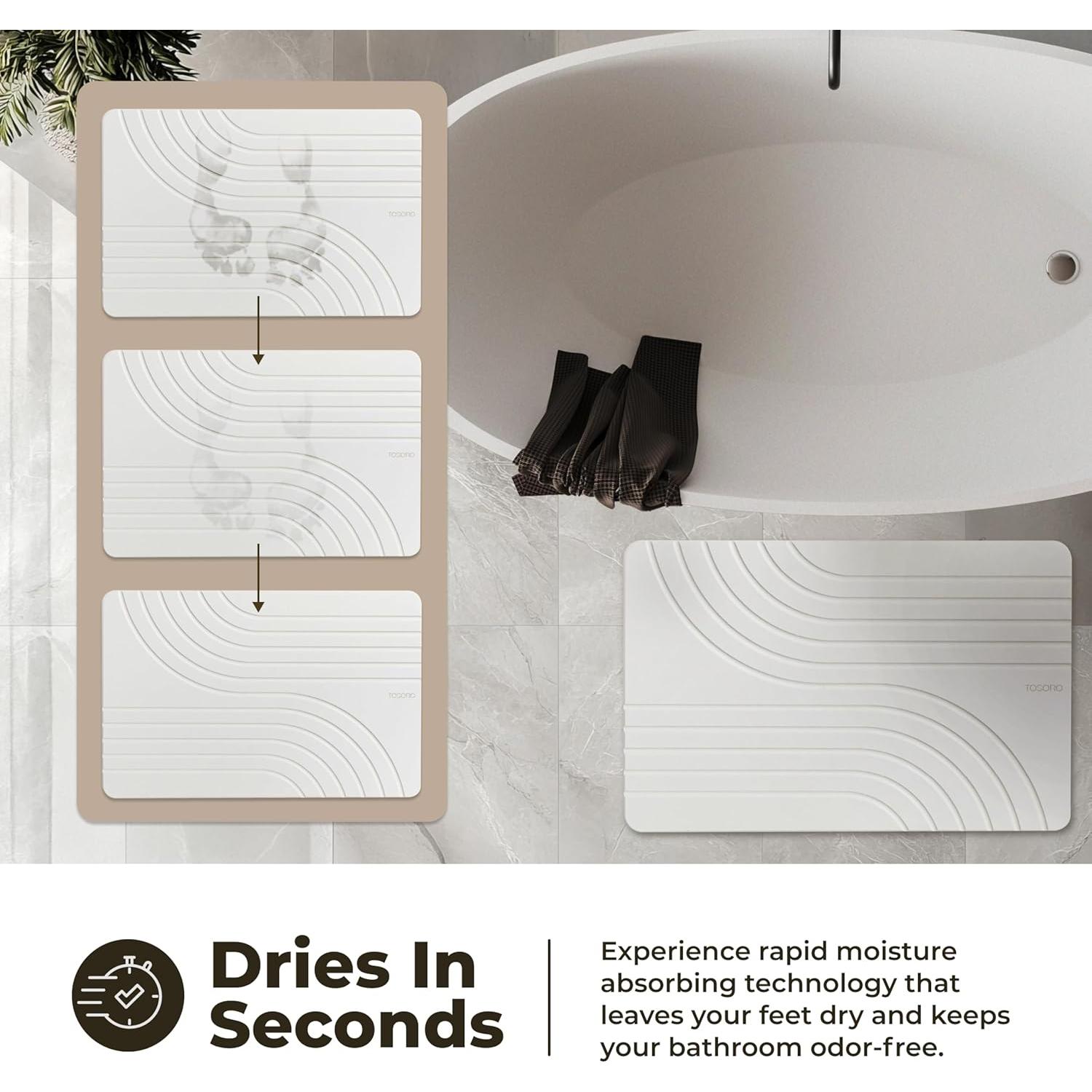 Alfombra de Baño Antideslizante TOSORO de Diatomeas 59.9x38.7cm