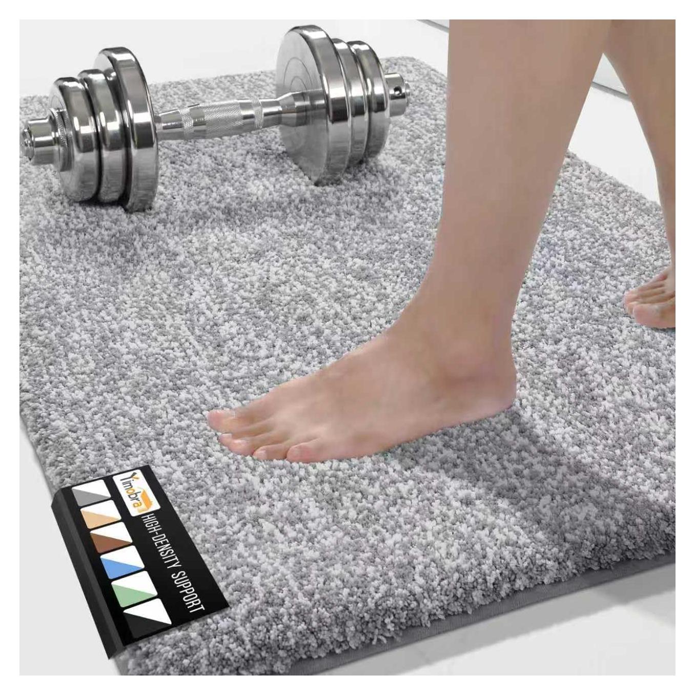 Alfombrilla de Baño Antideslizante Yimobra 61x43 cm Gris y Blanco