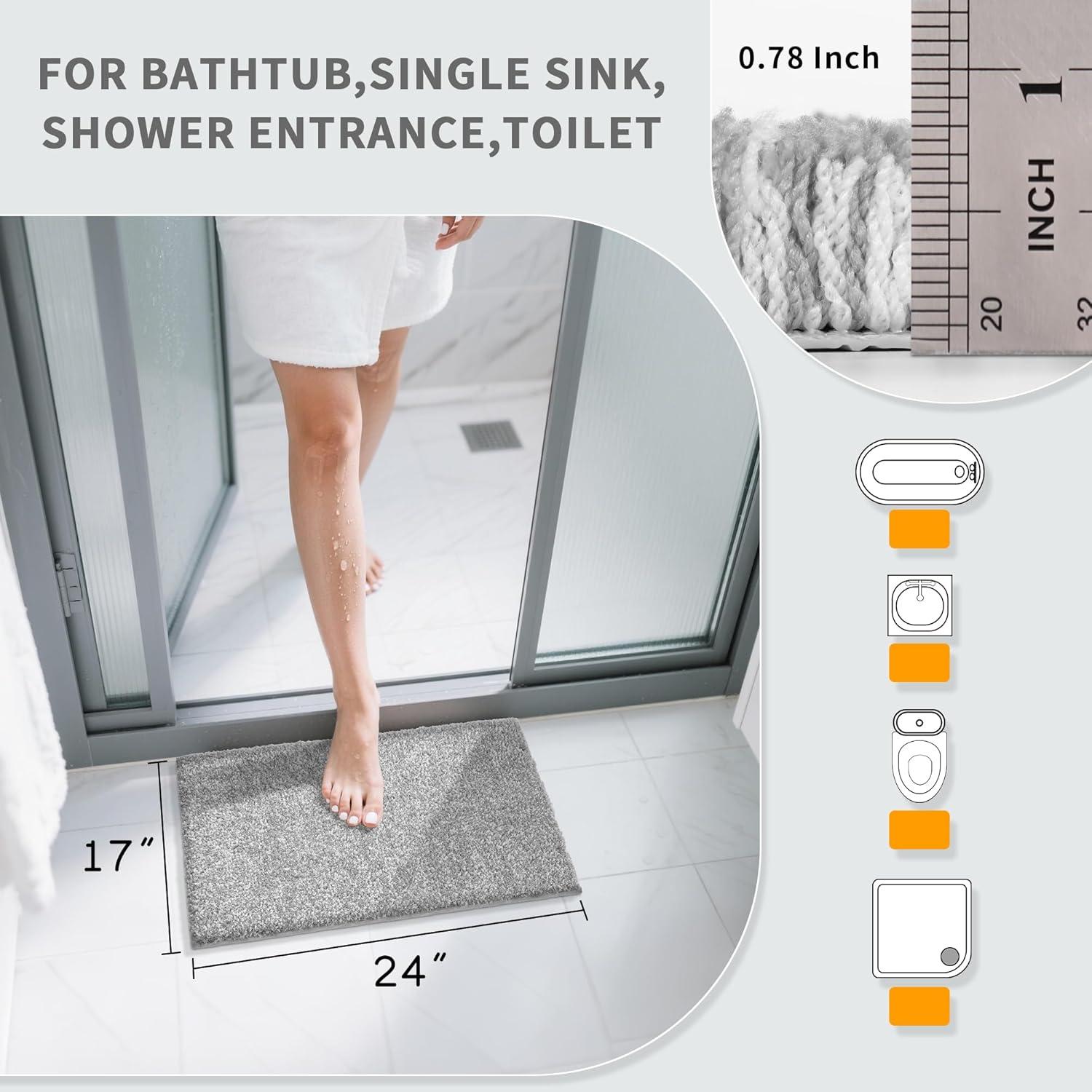 Alfombrilla de Baño Antideslizante Yimobra 61x43 cm Gris y Blanco