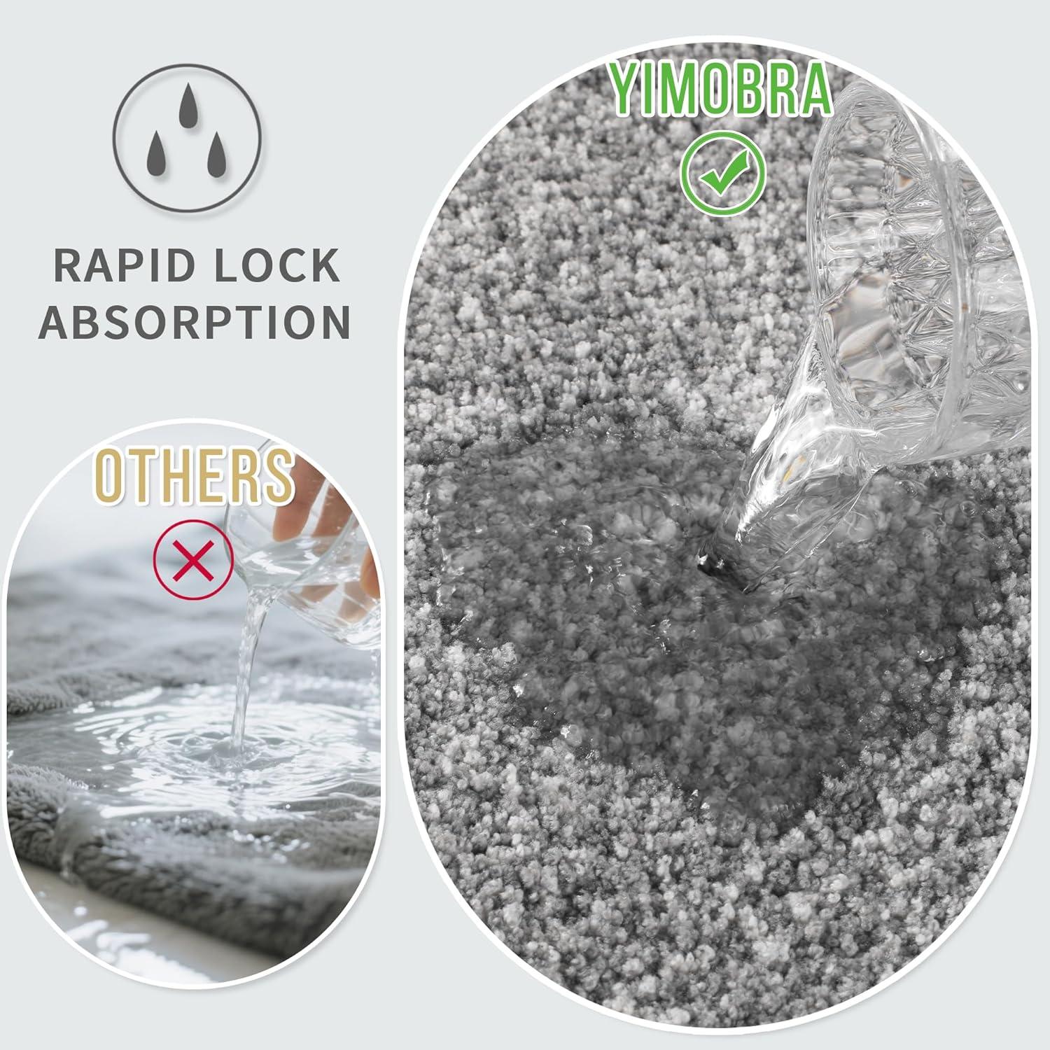 Alfombrilla de Baño Antideslizante Yimobra 61x43 cm Gris y Blanco