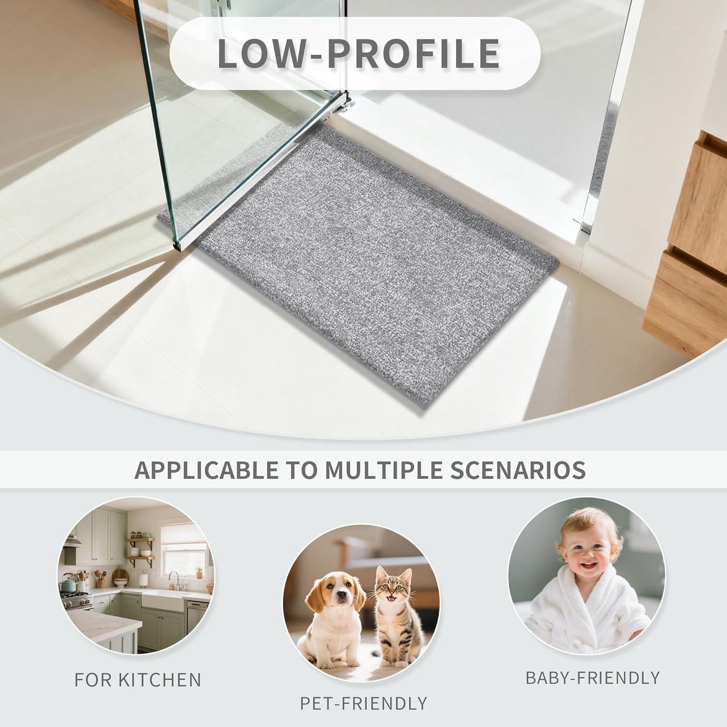 Alfombrilla de Baño Antideslizante Yimobra 61x43 cm Gris y Blanco