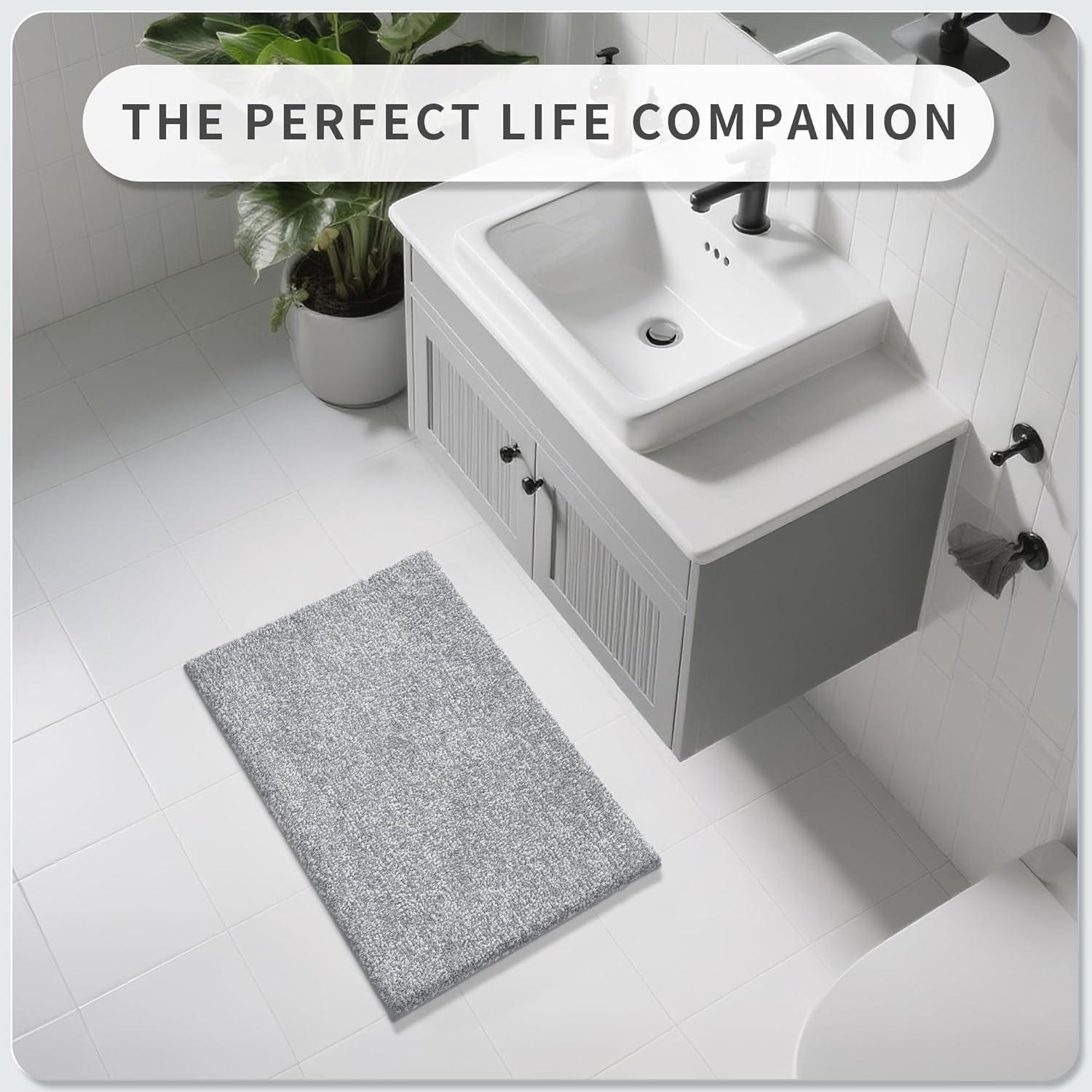 Alfombrilla de Baño Antideslizante Yimobra 61x43 cm Gris y Blanco