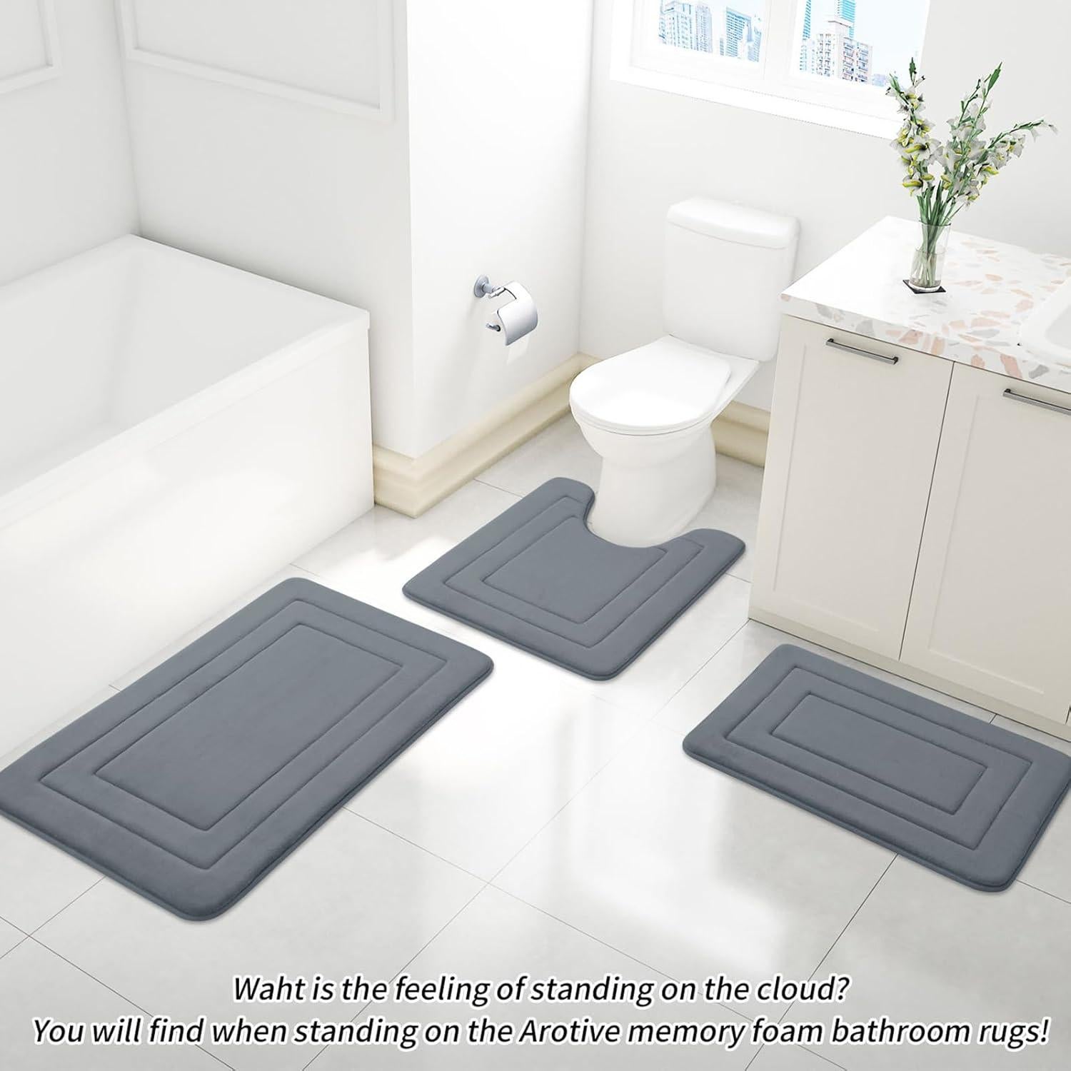 Alfombra de Baño Arotive 76x51 cm Espuma de Memoria Gris