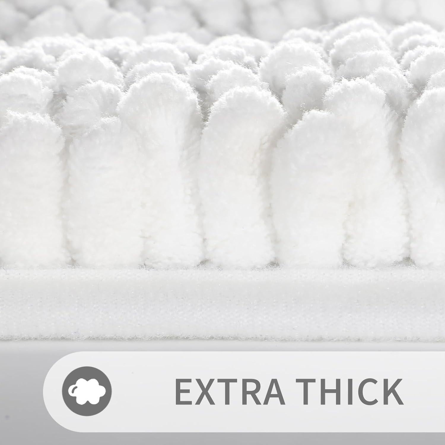 Alfombra de Baño Yimobra 61x43 cm Antideslizante Chenille Blanca