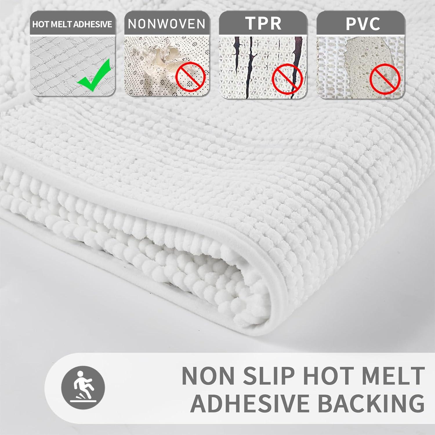 Alfombra de Baño Yimobra 61x43 cm Antideslizante Chenille Blanca