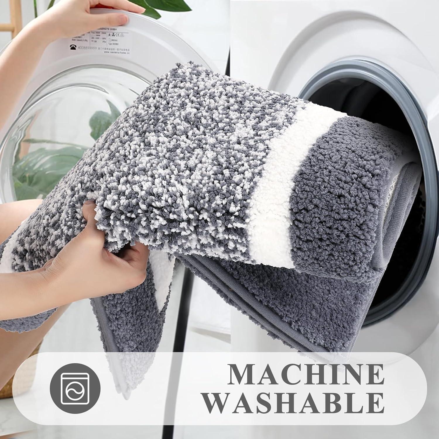 Conjunto de Alfombrillas de Baño Pauwer 3 Piezas Microfibra Gris