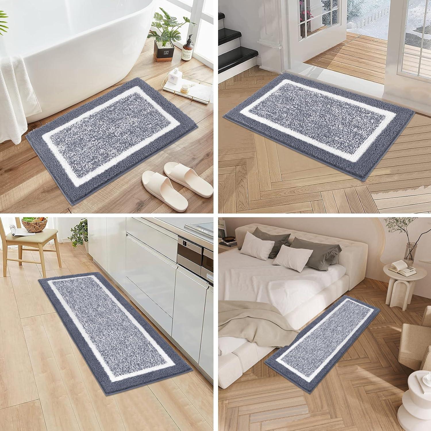 Conjunto de Alfombrillas de Baño Pauwer 3 Piezas Microfibra Gris